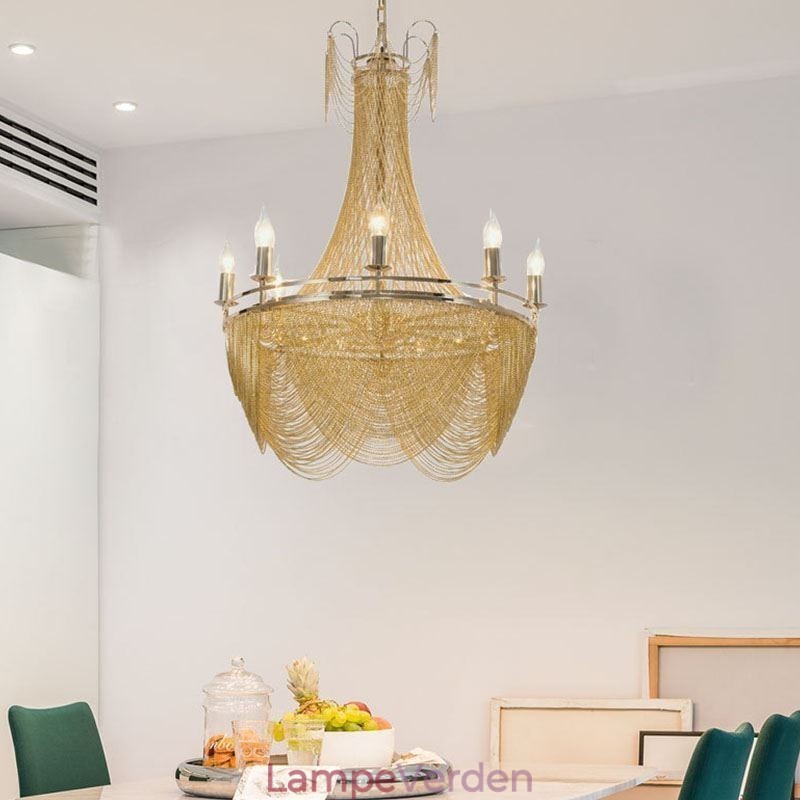 Aluminium Kæde Pendel Light Creative Light Luksus kvast Dekorativ Light Gold Silver