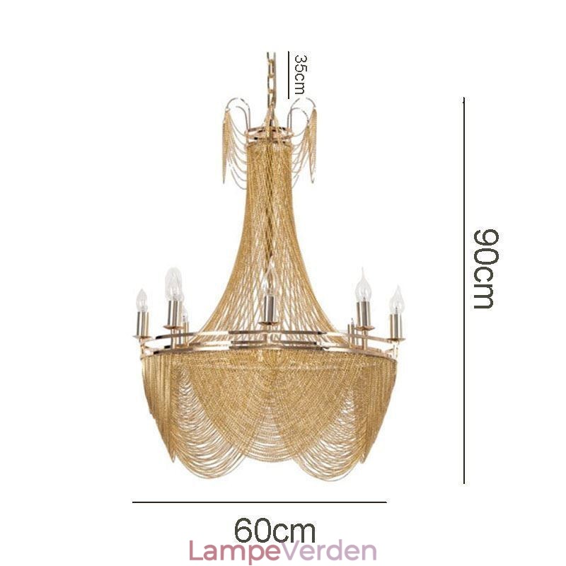 Aluminium Kæde Pendel Light Creative Light Luksus kvast Dekorativ Light Gold Silver