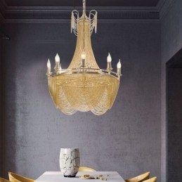 Aluminium Kæde Pendel Light Creative Light Luksus kvast Dekorativ Light Gold Silver