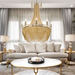 Aluminium Kæde Pendel Light Creative Light Luksus kvast Dekorativ Light Gold Silver