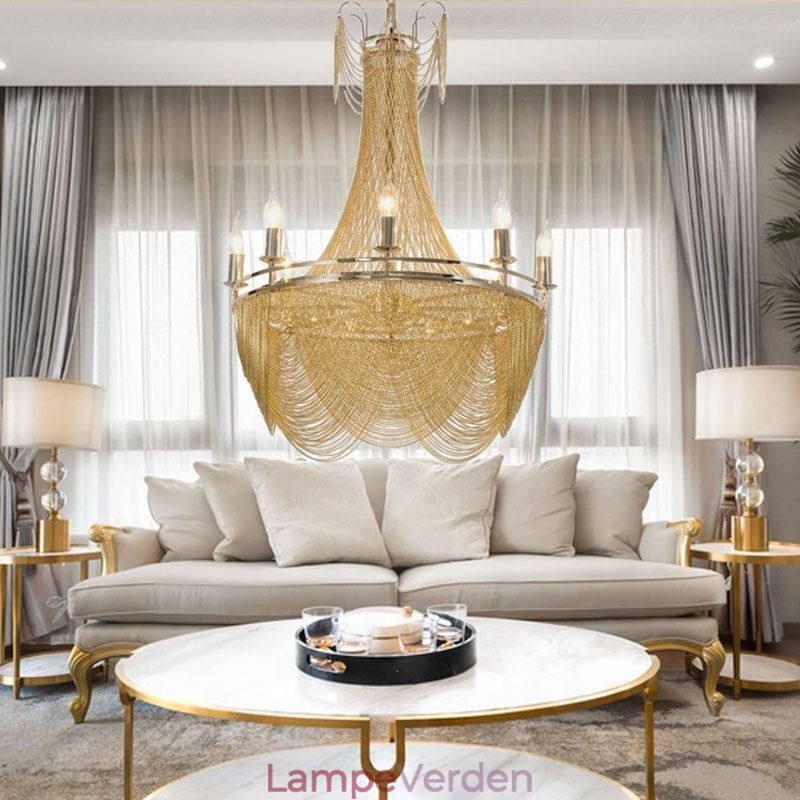Aluminium Kæde Pendel Light Creative Light Luksus kvast Dekorativ Light Gold Silver