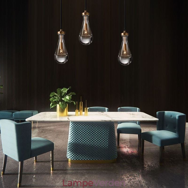 Vanddråbe pendel moderne minimalistisk kobber kunst loftslampe