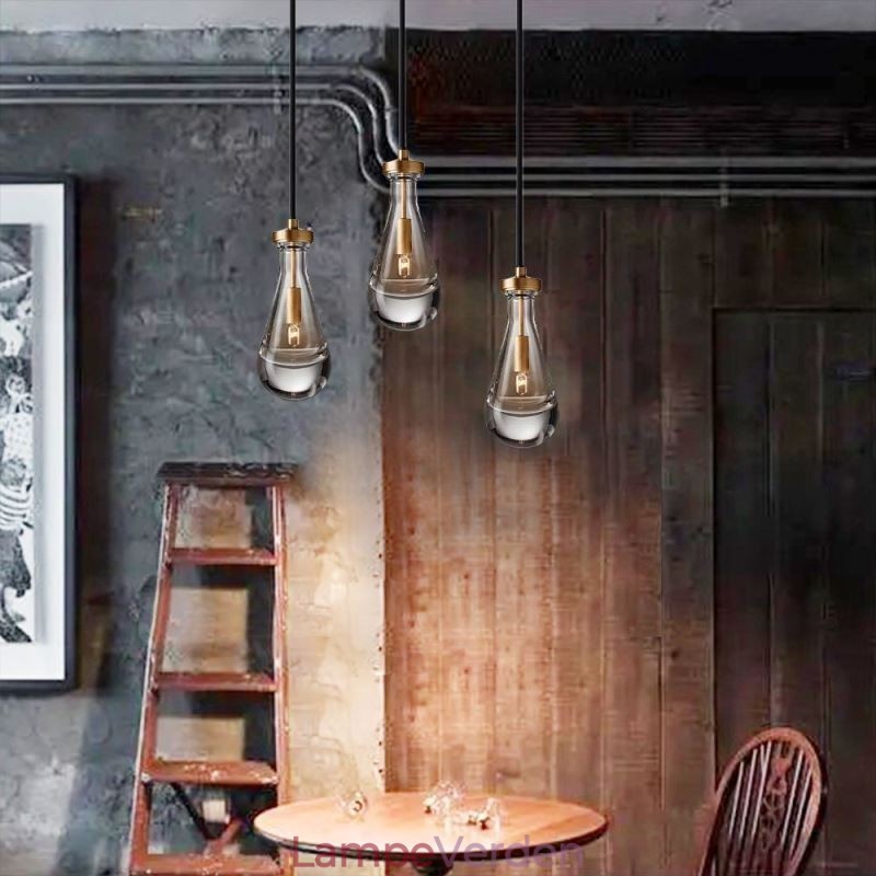 Vanddråbe pendel moderne minimalistisk kobber kunst loftslampe