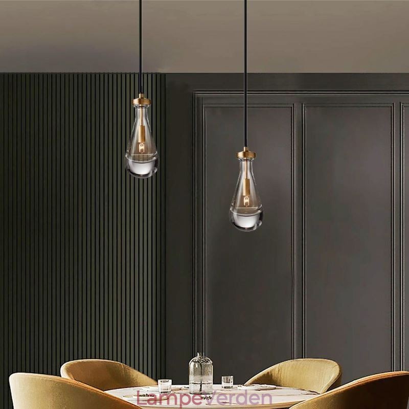 Vanddråbe pendel moderne minimalistisk kobber kunst loftslampe