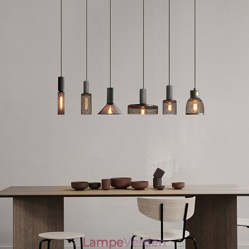 Sort Pendel Cement Grid Light Country Retro Loftslampe