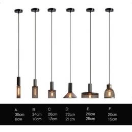 Sort Pendel Cement Grid Light Country Retro Loftslampe