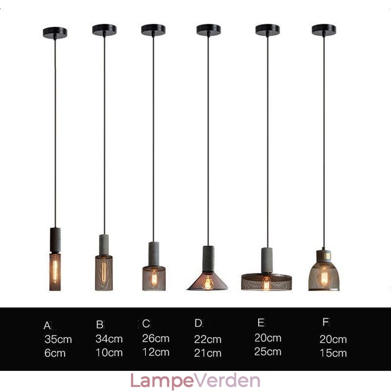 Sort Pendel Cement Grid Light Country Retro Loftslampe