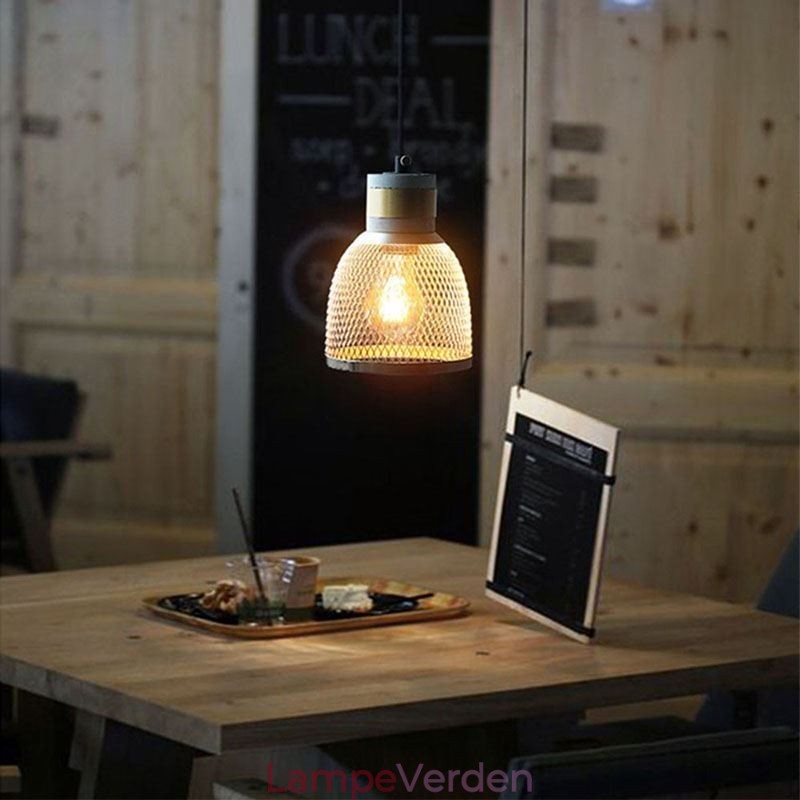 Sort Pendel Cement Grid Light Country Retro Loftslampe