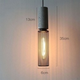 Sort Pendel Cement Grid Light Country Retro Loftslampe