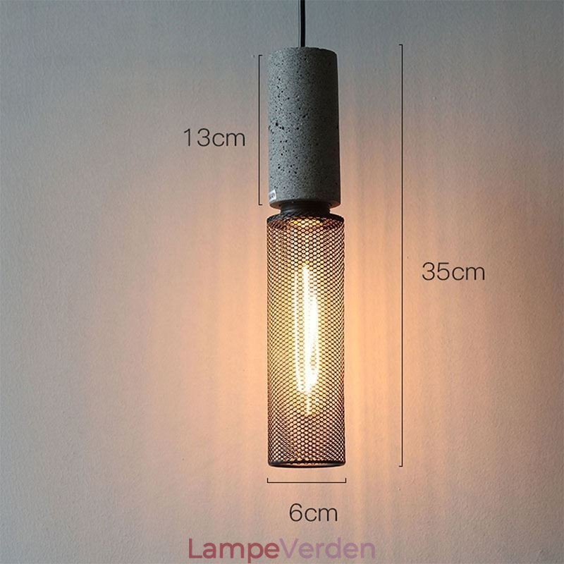 Sort Pendel Cement Grid Light Country Retro Loftslampe