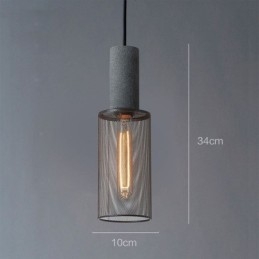 Sort Pendel Cement Grid Light Country Retro Loftslampe