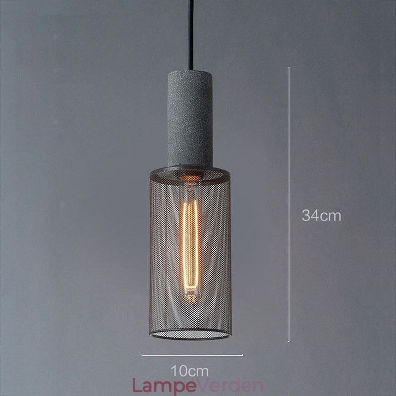 Sort Pendel Cement Grid Light Country Retro Loftslampe