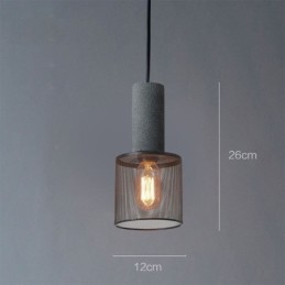 Sort Pendel Cement Grid Light Country Retro Loftslampe