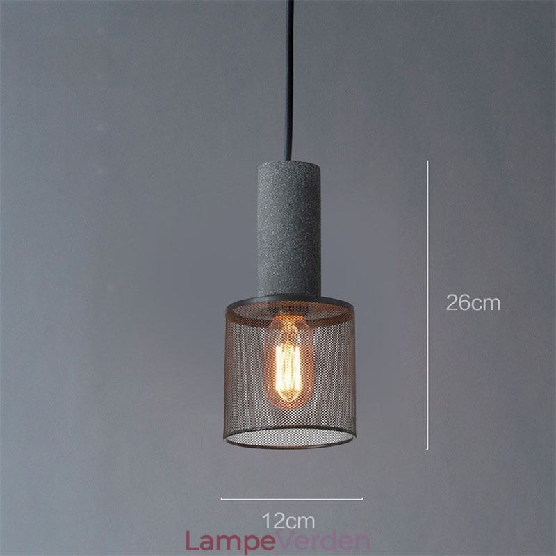 Sort Pendel Cement Grid Light Country Retro Loftslampe