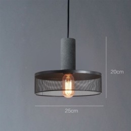 Sort Pendel Cement Grid Light Country Retro Loftslampe