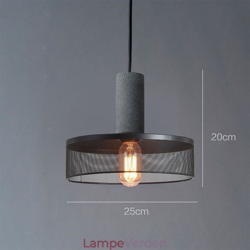 Sort Pendel Cement Grid Light Country Retro Loftslampe
