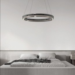 Circle Pendel 60 80CM Glas Loftslampe Trinløs dæmpbar med fjernbetjening