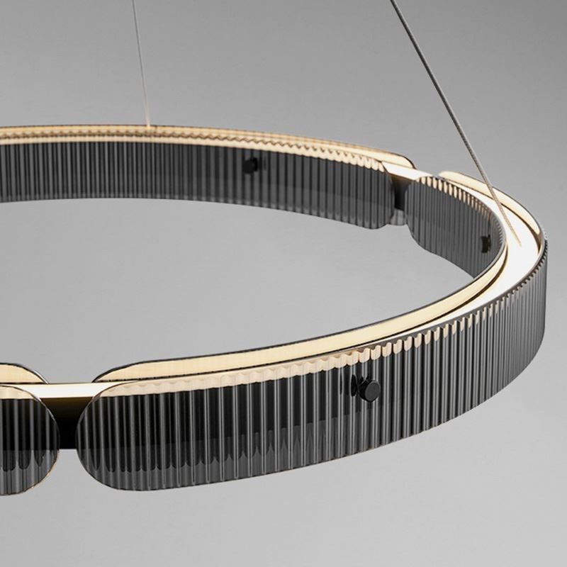 Circle Pendel 60 80CM Glas Loftslampe Trinløs dæmpbar med fjernbetjening
