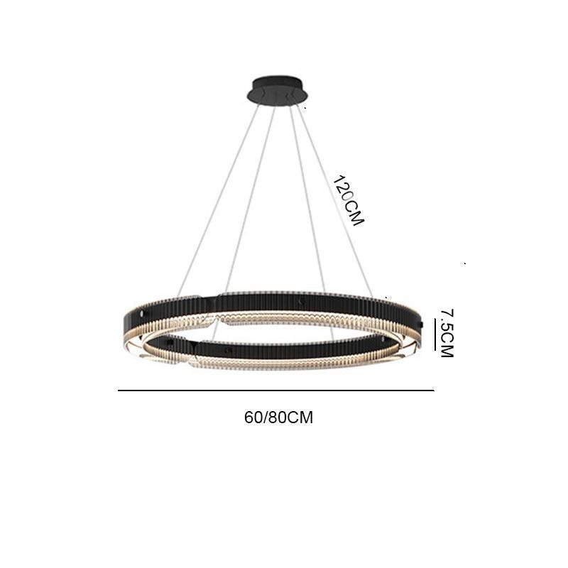 Circle Pendel 60 80CM Glas Loftslampe Trinløs dæmpbar med fjernbetjening