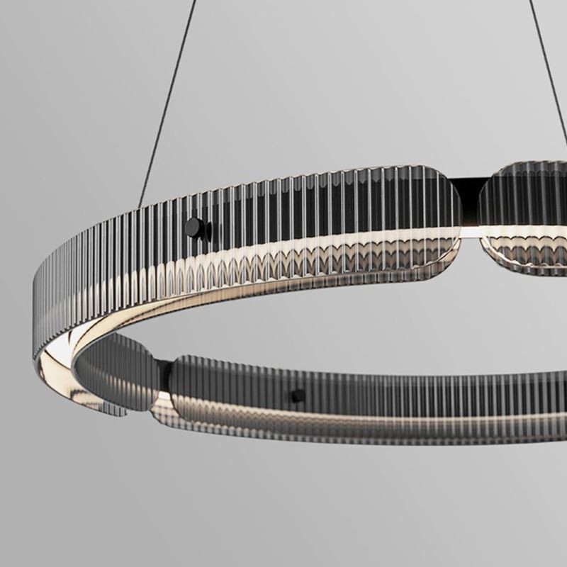 Circle Pendel 60 80CM Glas Loftslampe Trinløs dæmpbar med fjernbetjening