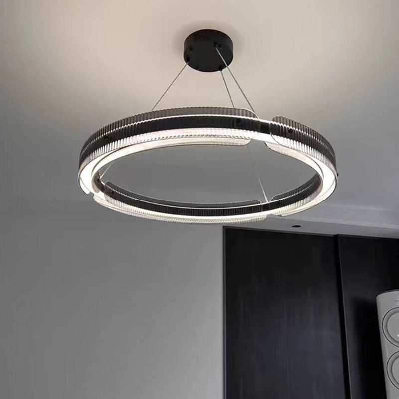 Circle Pendel 60 80CM Glas Loftslampe Trinløs dæmpbar med fjernbetjening