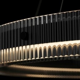 Pendel 60+80CM dobbeltcirkel glasloftslampe Trinløs dæmpbar med fjernbetjening