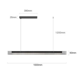 Pendel 100CM Glas Loftslampe Trinløs Dæmpbar Med Fjernbetjening