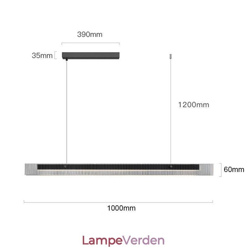 Pendel 100CM Glas Loftslampe Trinløs Dæmpbar Med Fjernbetjening