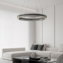 Glas Pendel 60 80CM Circle Loftslampe Trinløs dæmpbar med fjernbetjening