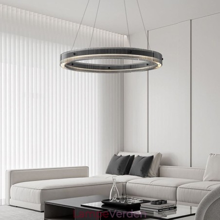 Glas Pendel 60 80CM Circle Loftslampe Trinløs dæmpbar med fjernbetjening Glas Pendel 60 80CM Circle Loftslampe Trinløs dæmpbar med fjernbetjening