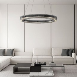 Glas Pendel 60 80CM Circle Loftslampe Trinløs dæmpbar med fjernbetjening