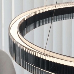 Glas Pendel 60 80CM Circle Loftslampe Trinløs dæmpbar med fjernbetjening