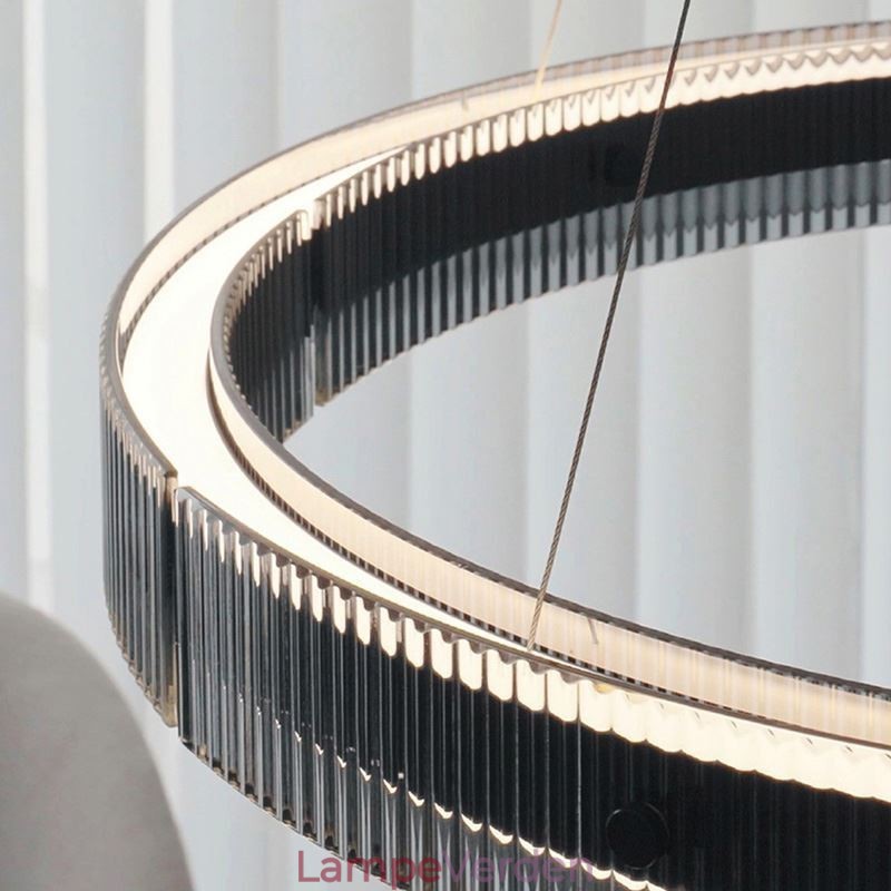 Glas Pendel 60 80CM Circle Loftslampe Trinløs dæmpbar med fjernbetjening