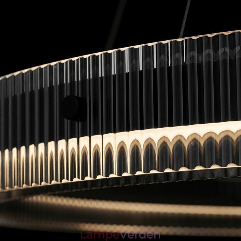 Glas Pendel 60 80CM Circle Loftslampe Trinløs dæmpbar med fjernbetjening