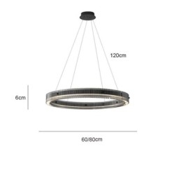 Glas Pendel 60 80CM Circle Loftslampe Trinløs dæmpbar med fjernbetjening
