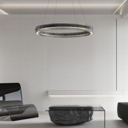 Glas Pendel 60 80CM Circle Loftslampe Trinløs dæmpbar med fjernbetjening