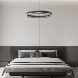 Glas Pendel 60 80CM Circle Loftslampe Trinløs dæmpbar med fjernbetjening