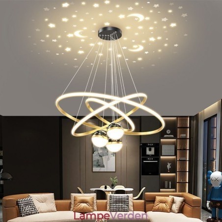 Simpel vedhæng lys smedejern silikone tre cirkel ring loftslampe Simpel vedhæng lys smedejern silikone tre cirkel ring loftslampe