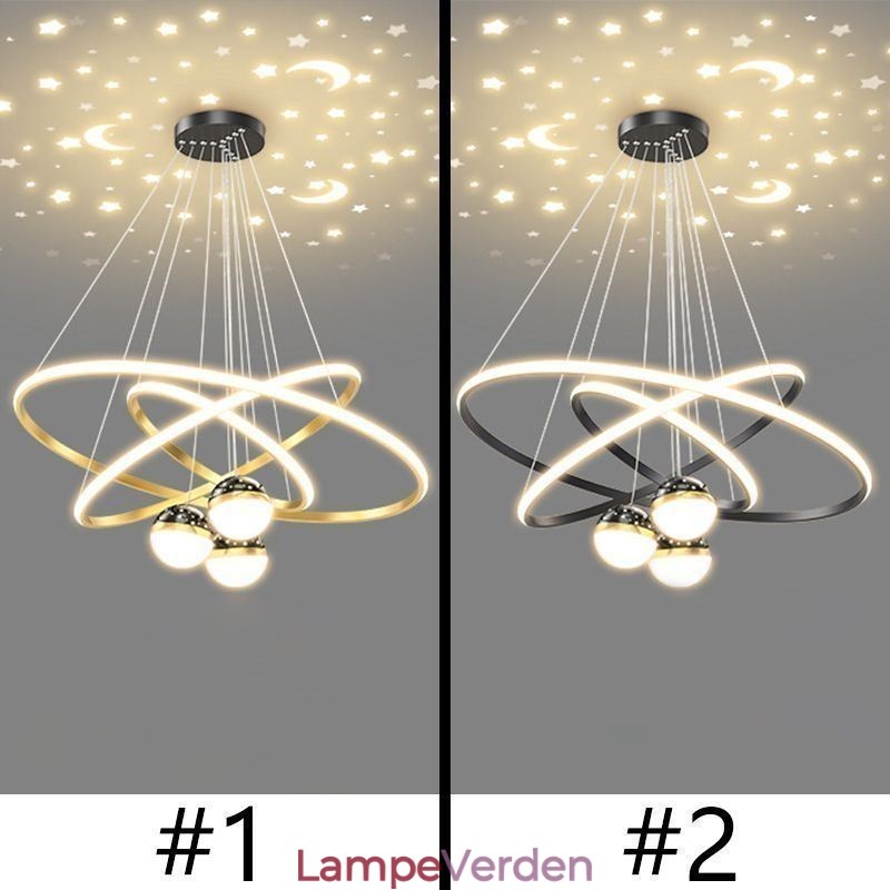 Simpel vedhæng lys smedejern silikone tre cirkel ring loftslampe