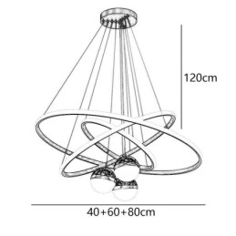 Simpel vedhæng lys smedejern silikone tre cirkel ring loftslampe