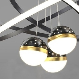 Simpel vedhæng lys smedejern silikone tre cirkel ring loftslampe