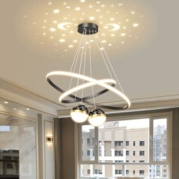 Moderne pendant lys smedejern silikone dobbelt cirkel ring loftslampe