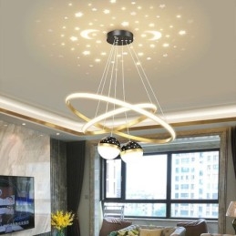 Moderne pendant lys smedejern silikone dobbelt cirkel ring loftslampe