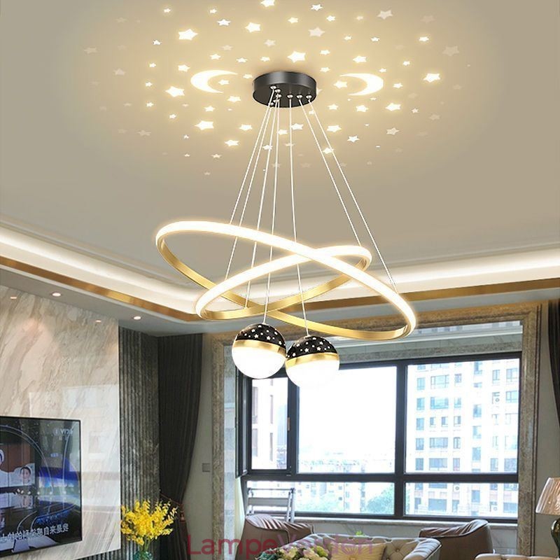Moderne pendant lys smedejern silikone dobbelt cirkel ring loftslampe