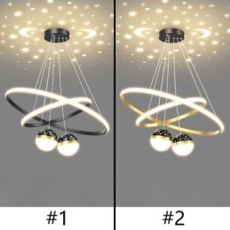 Moderne pendant lys smedejern silikone dobbelt cirkel ring loftslampe
