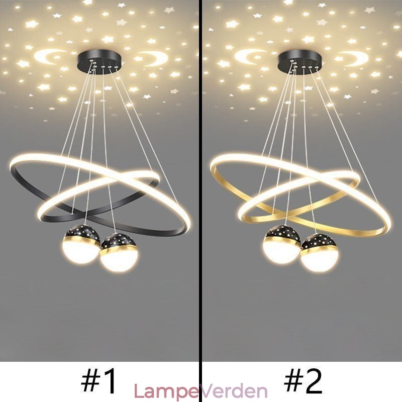 Moderne pendant lys smedejern silikone dobbelt cirkel ring loftslampe