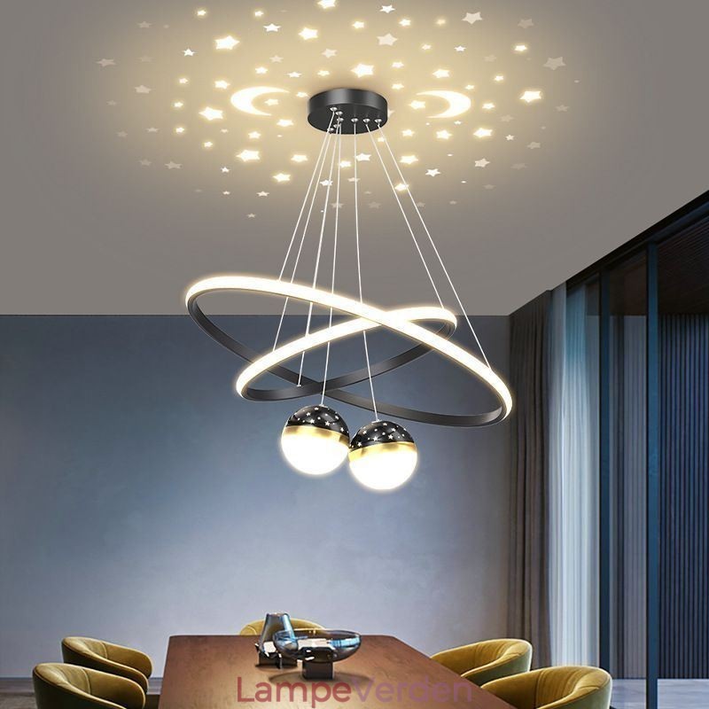 Moderne pendant lys smedejern silikone dobbelt cirkel ring loftslampe