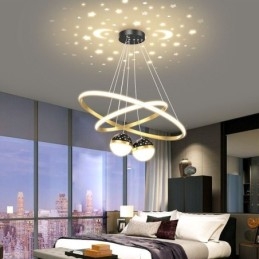 Moderne pendant lys smedejern silikone dobbelt cirkel ring loftslampe
