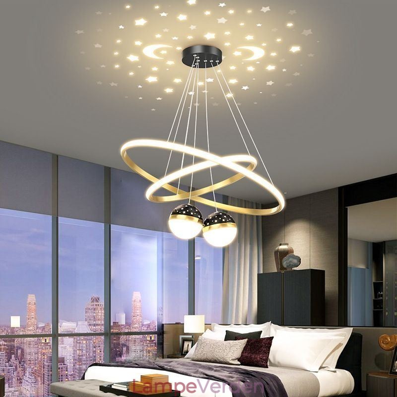 Moderne pendant lys smedejern silikone dobbelt cirkel ring loftslampe