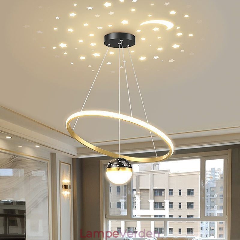 Pendel Moderne Simple Smedejern Silikone Enkelt Ring Loftslampe